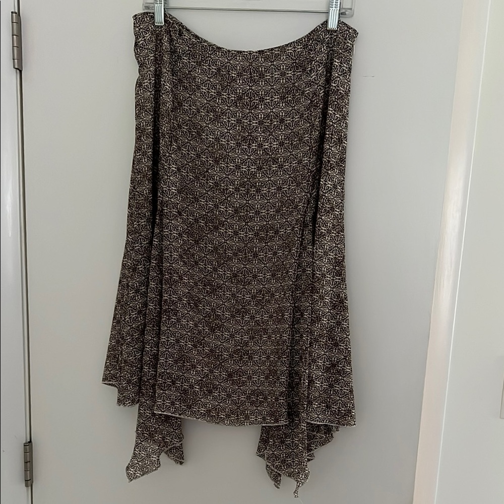 Vintage Y2K Brown and White Patterned Skirt